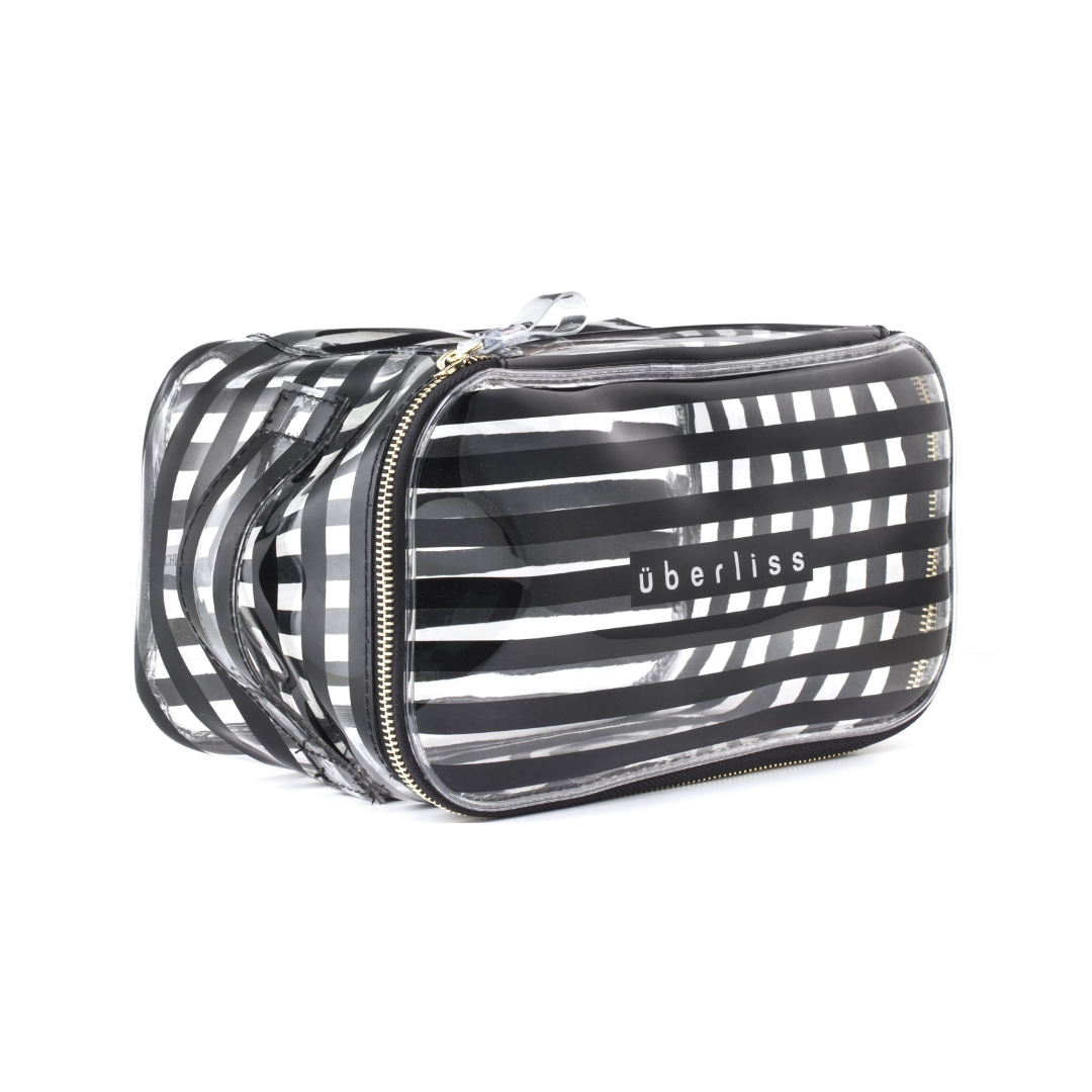 Clear B/W Stripe Cosmetic Bag